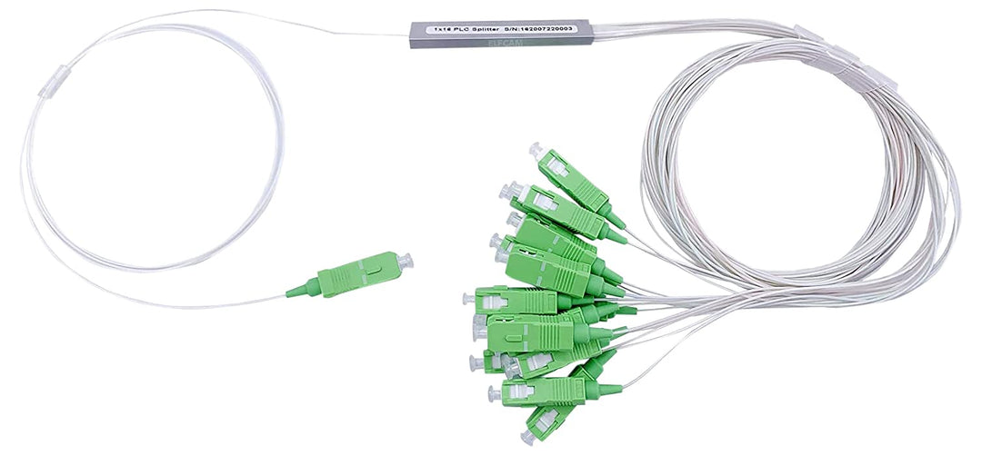 Elfcam® - Optischer Splitter Glasfaser-PLC-Splitter (Fasersplitter) SC/APC Simplex Singlemode 0,9 mm