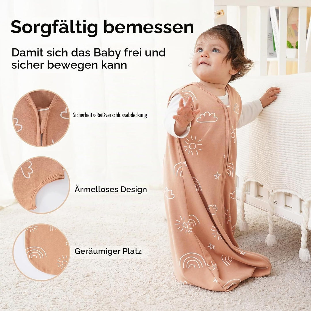 Yoofoss Schlafsack Baby Sommer 0.5 Tog - 3er Pack 84cm/12-18 Monate 100% Baumwolle Sommerschlafsack