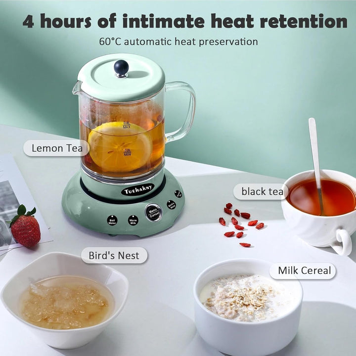 Mini Wasserkocher 400ml Glas - 4-in-1 Multifunktions Tassenwärmer mit abnehmbarer Basis (Heisswasser