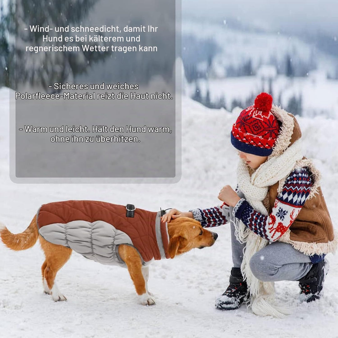 Kuoser Hundejacke Für Grosse Hunde - Wasserdichter Wintermantel Mit Geschirr, Warme Winterweste, Hun