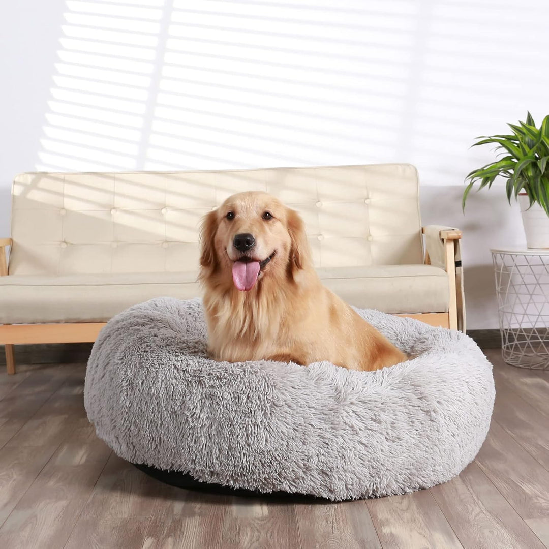 HACHIKITTY Beruhigendes Donut-Hundebett, kuschelig, Hundebett für mittelgrosse und grosse Hunde, ber