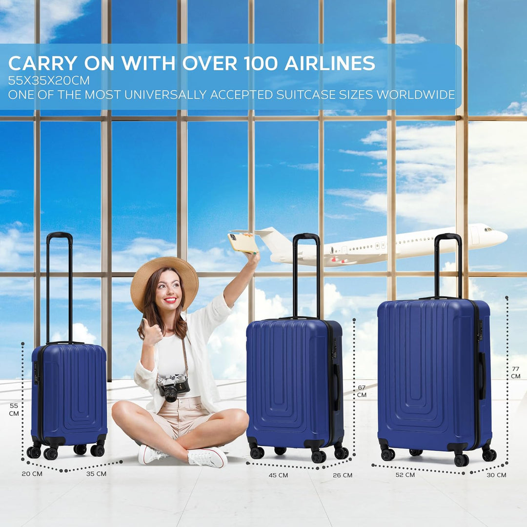 Flight Knight Premium Lightweight Suitcase - TSA-Schloss Mit USB-Anschluss - 8 Spinner-Rader - ABS-H