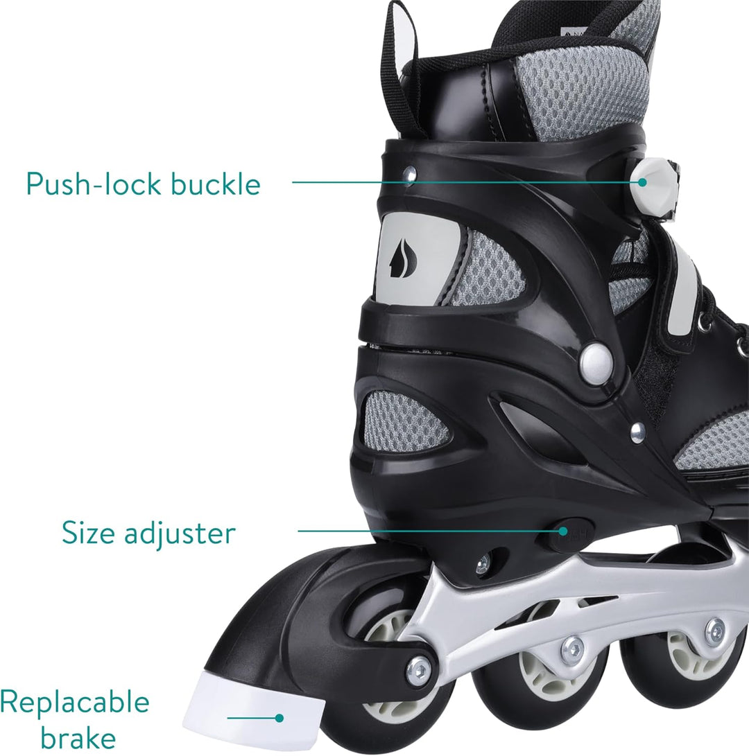 Navaris Inline Skates für Jungen & Mädchen - Inline Rollerblades Rollschuhe grössenverstellbar - Inl