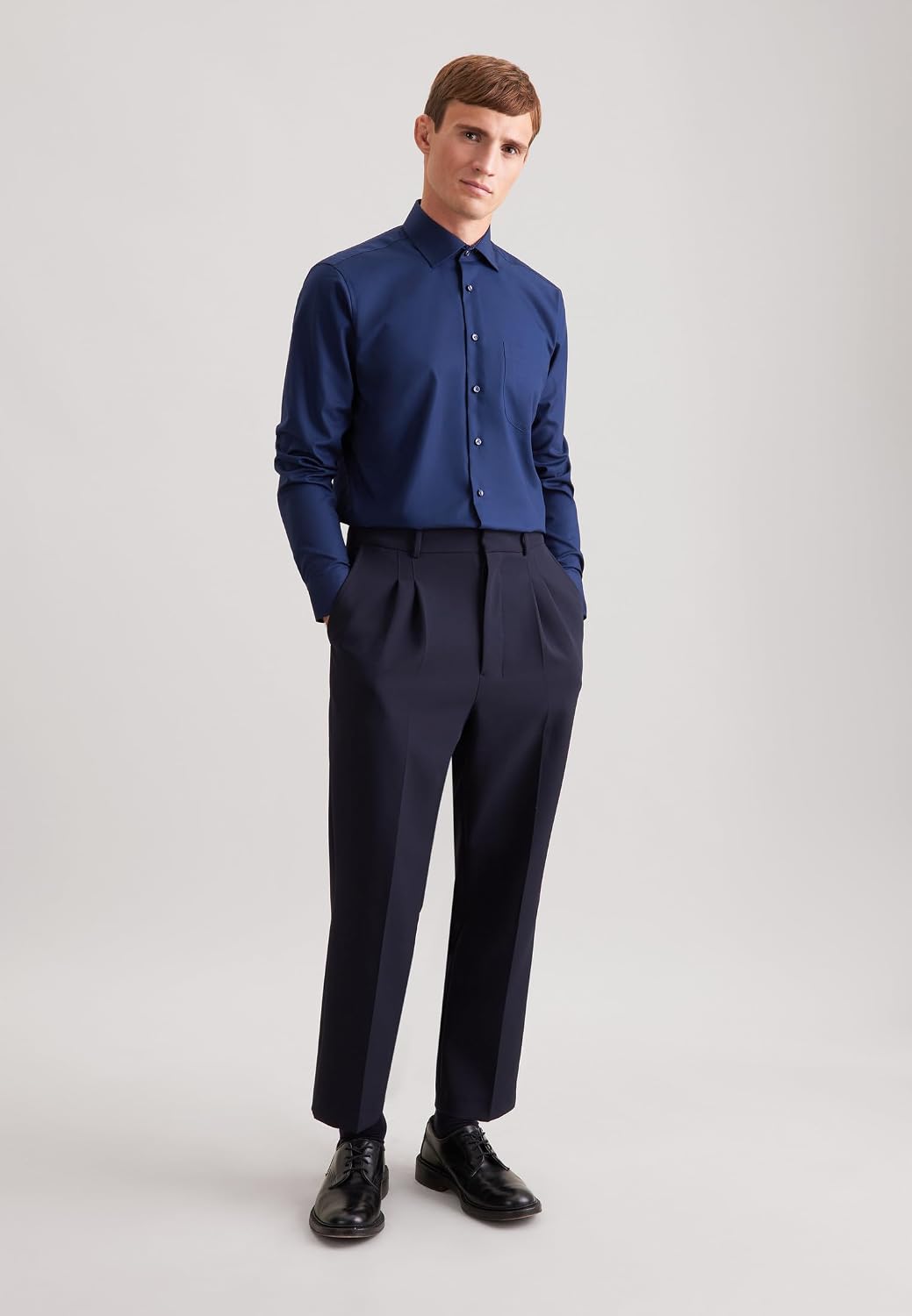 Seidensticker Herren Men Regular Patch Longsleeve Hemd (1er Pack) 38 Dunkelblau(193690), 38 Dunkelbl