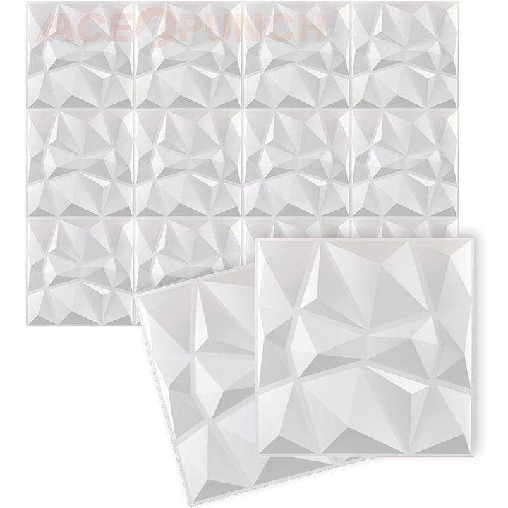 Acepunch New 12 Stücke Weiss 30CM X 30CM Strukturierte PVC wasserdicht-3D-Wandpaneele mit Diamantdes