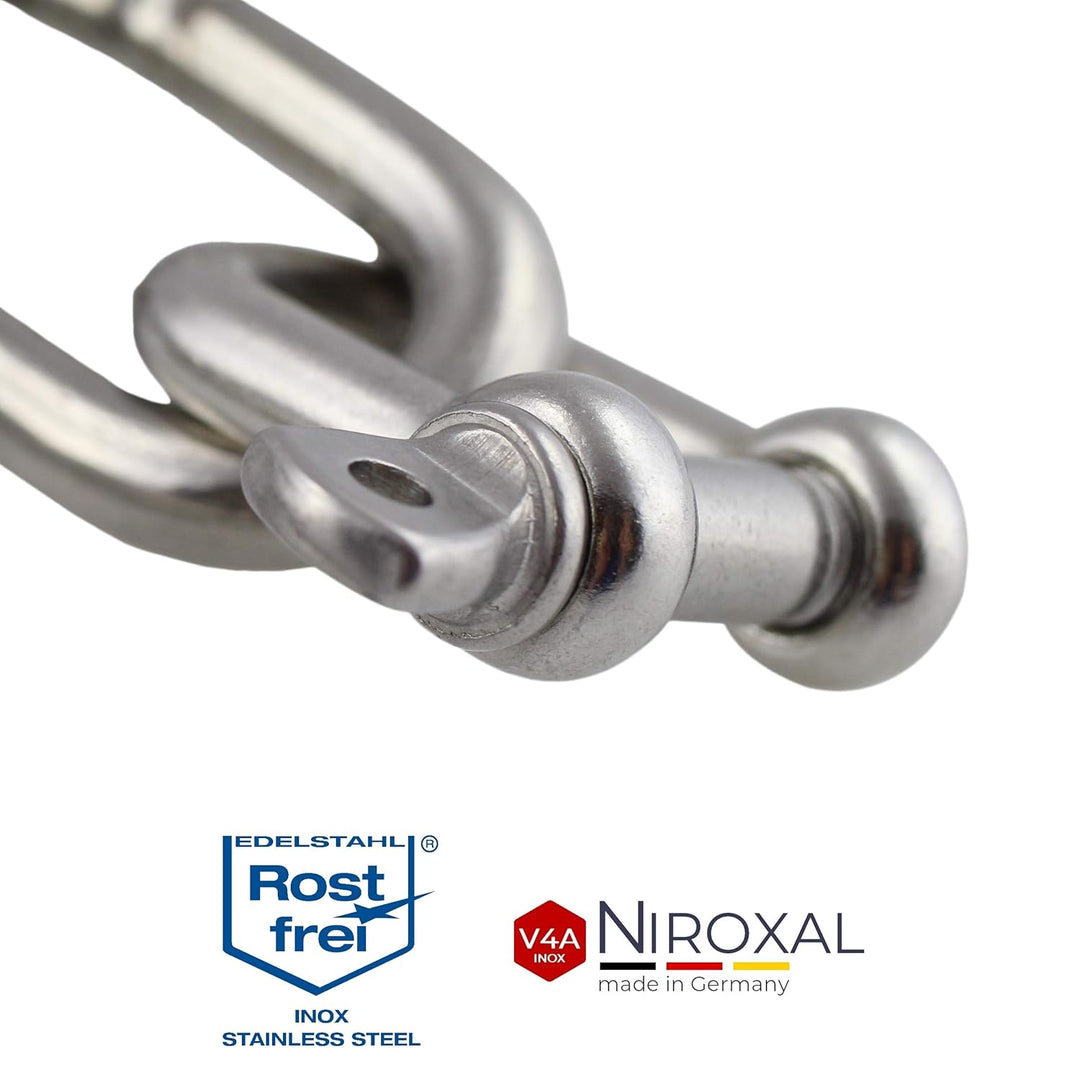 NietFullThings 20 Stueck 8-mm Edelstahl Rund-Scheakel aus V4A Kurze gerade robuste Form Bruchlast 3.