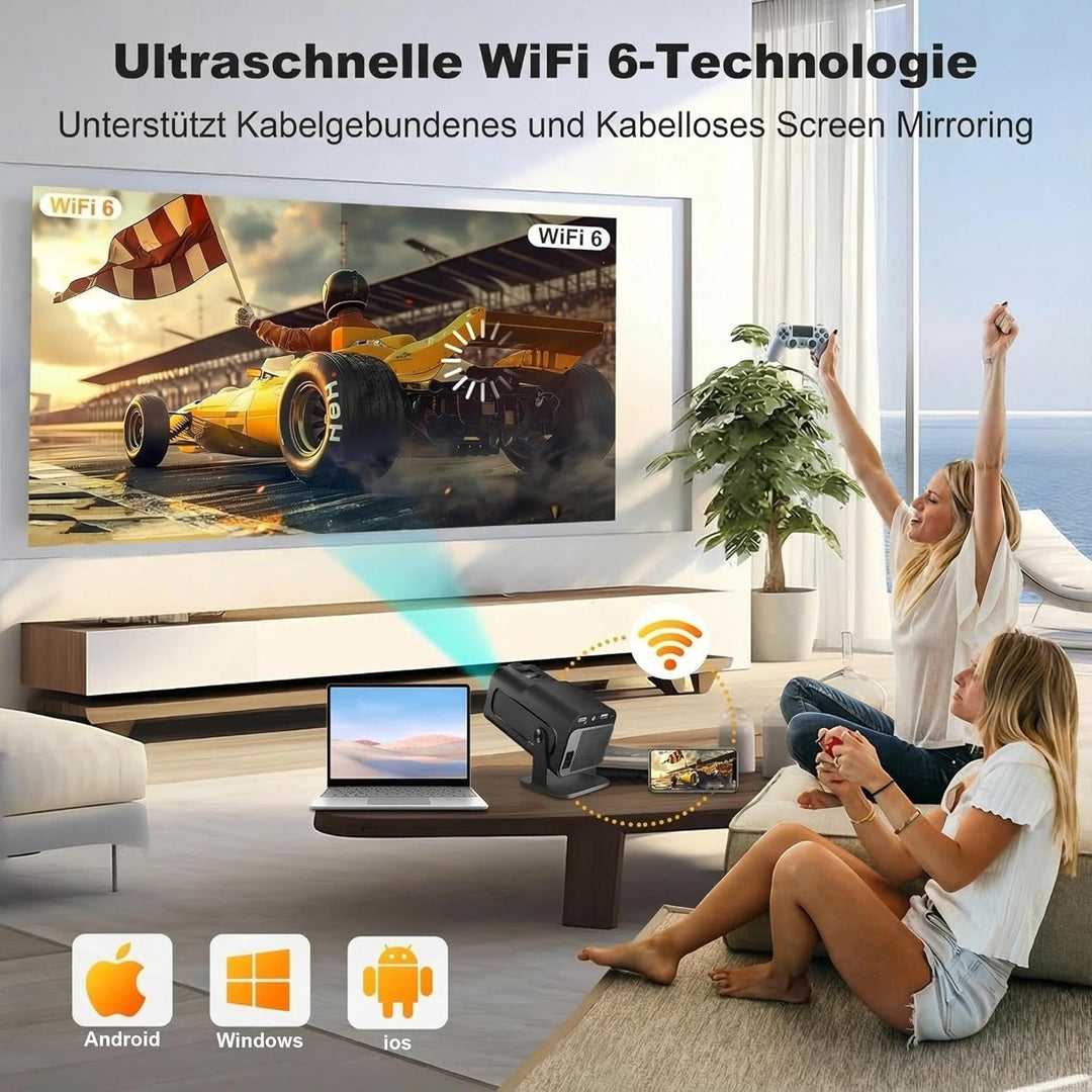 WOOPKER Mini Projektor HY320 Tragbarer Projektor, Unterstützt 4K 1080P mit Zweiband-WIFI6 5G Drahtlo