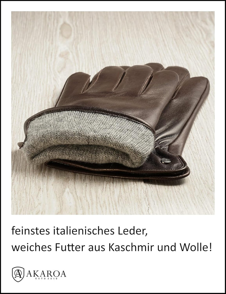 AKAROA ESTD 2019 Lederhandschuhe Herren TIM, Touchscreen Funktion, italienisches Leder, recyceltes S