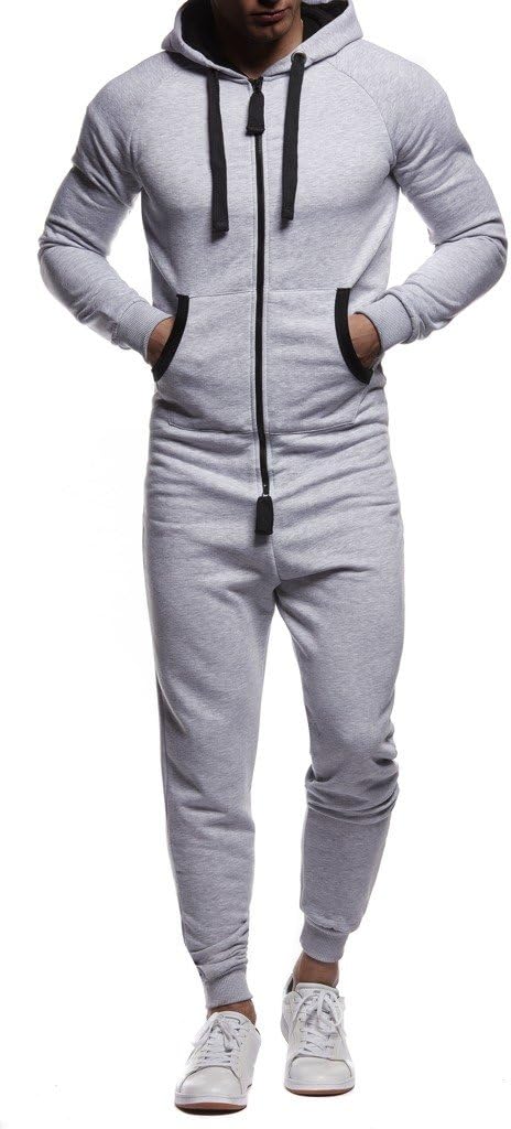 Leif Nelson Herren Overall Jumpsuit Onesie Trainingsanzug Jogginghose Fitness Bekleidung LN8154 XXL
