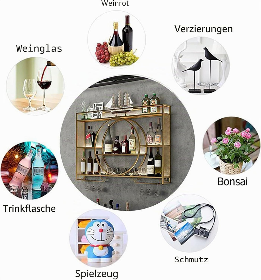 Modernes Weinregal aus Metall, Wandmontage, Bar-Einheit, schwebende Regale, Weinregale, Glasregal, E