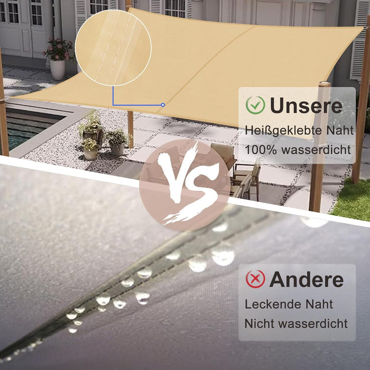SUNNY GUARD Sonnensegel Wasserdicht 4x4m Rechteckig Sonnenschutz Wetterschutz Segel Baldachin UV Sch
