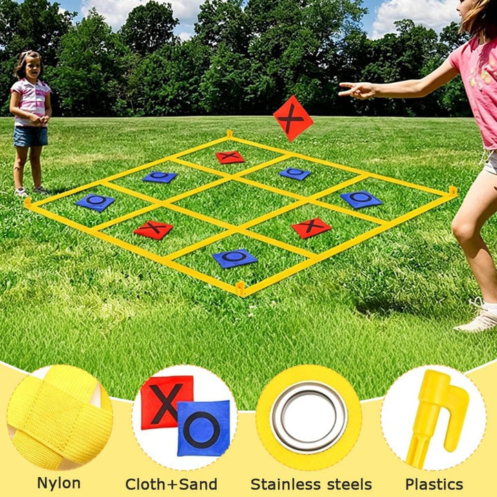 Riesiges Tic Tac Toe, 1.2m Tic Tac Toe Sackwerfen Spiel mit 10 Cornhole Säckchen, Outdoor Spielset H
