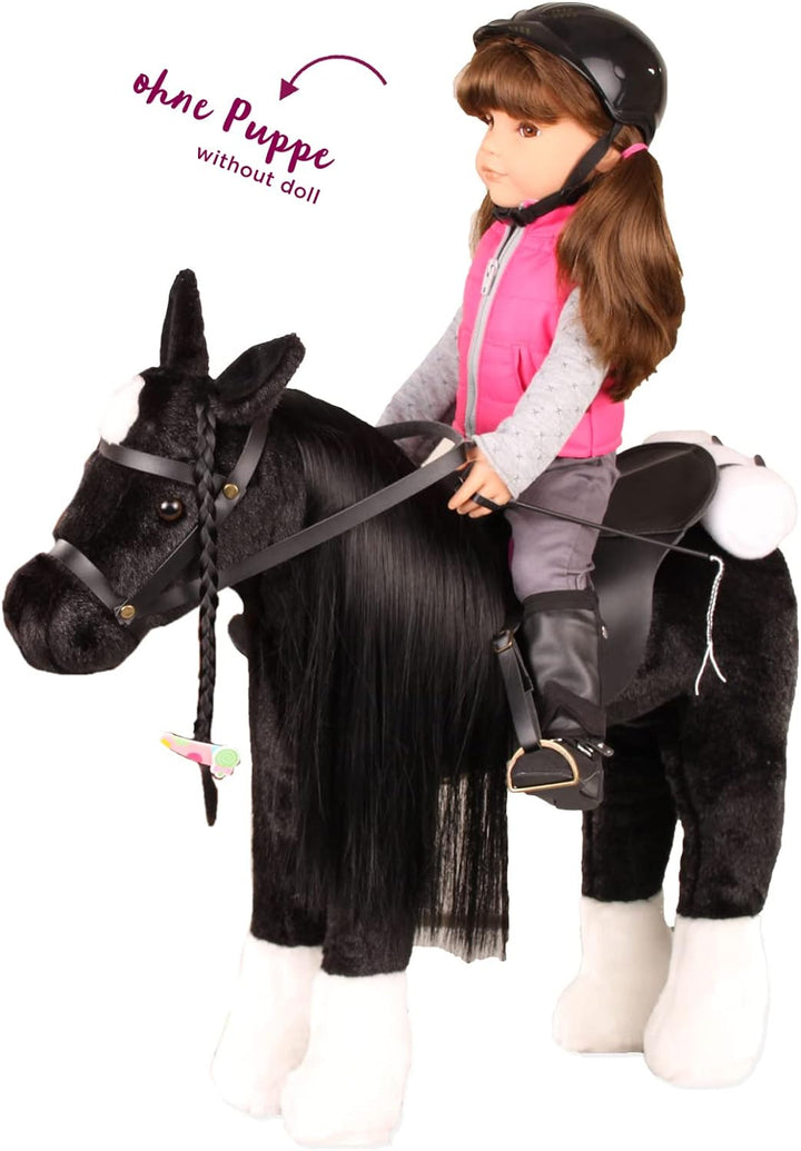 Götz 3402783 Kämmpferd Rappe Puppe - grosses Plüschpferd für Stehpuppen - Stockmass 37 cm - 52 cm gr