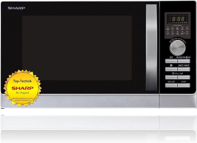 Sharp R843INW 3-in-1 Mikrowelle mit Heissluft, Grill und Konvektion/25 L/800 W/ 1000 W Grill / 2500