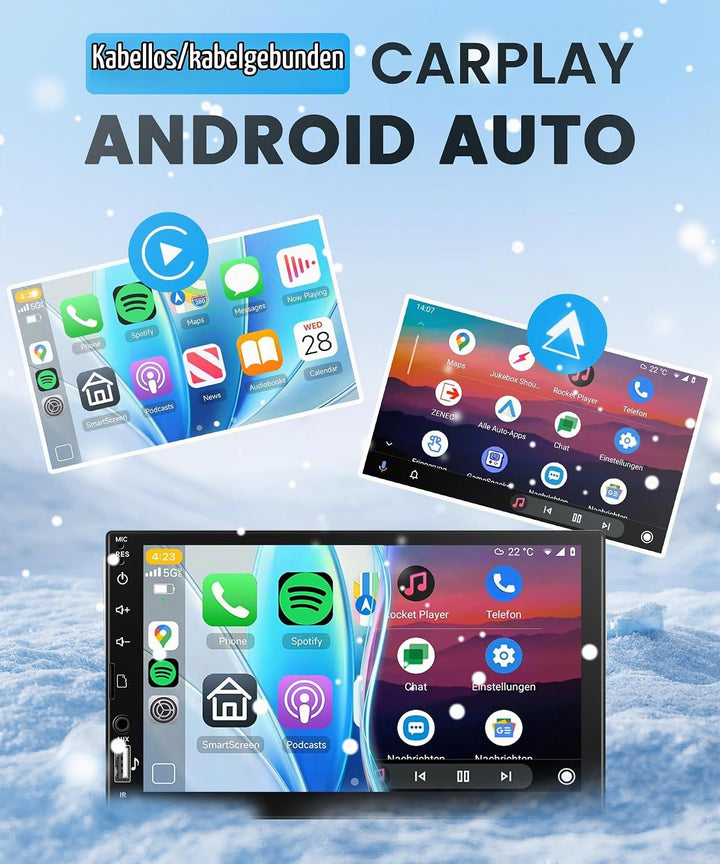 Rimoody Autoradio 1 Din mit Wireless Carplay Android Auto IOS/Android Mirror Link Bluetooth 5.2, 7 Z