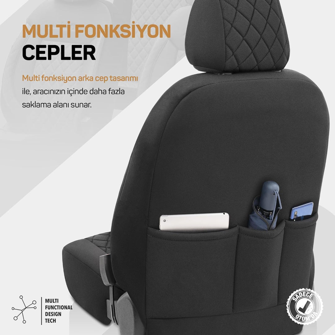 Universelle Samt/Stoff Sitzbezüge 'Comfortline VIP' Schwarz - 11-Teilig- - kompatibel mit Side-Airba