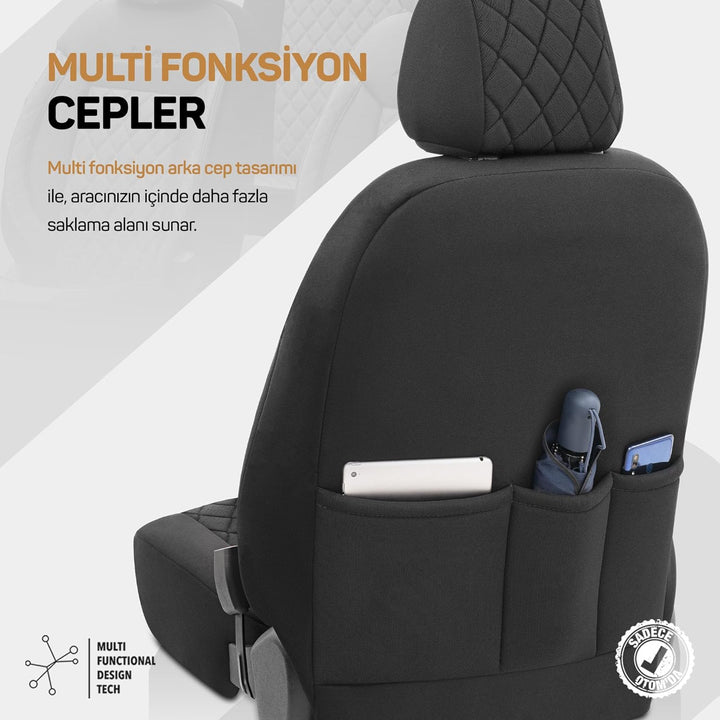 Universelle Samt/Stoff Sitzbezüge 'Comfortline VIP' Schwarz - 11-Teilig- - kompatibel mit Side-Airba