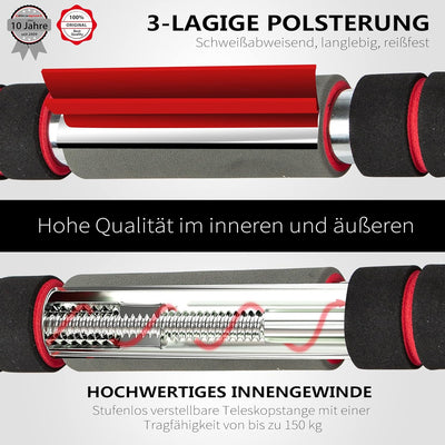 Ultrasport Klimmzugstange, Türreck, verstellbar von 66,5 cm bis 93 cm, ohne Schrauben montierbar, ru