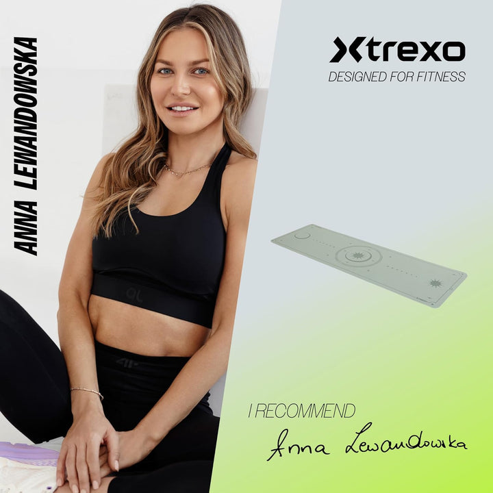 XTREXO Yogamatte 183x61 cm gross und 6 mm dick Yoga Matte aus ökologischem TPE mit rutschfester Ober
