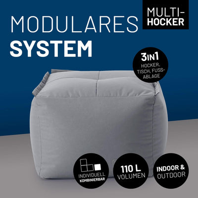 Lumaland Sitzsack-Lounge Modular Pouf | Individuell erweiterbarer & leichter Hocker | Waschbare & Wa