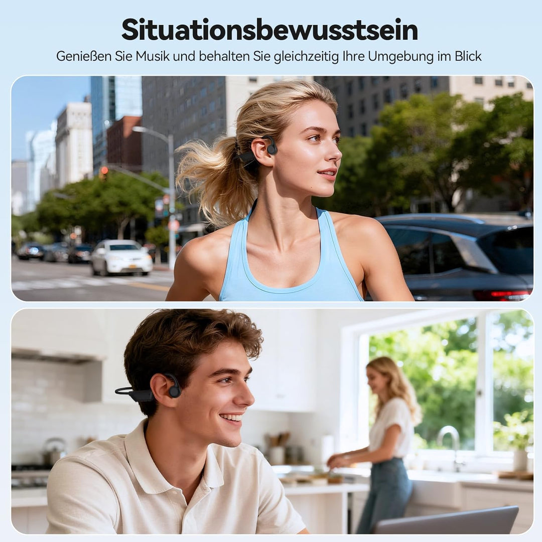 TECKNET Knochenschall Kopfhörer Bluetooth, Bone Conduction Headphones mit Mikrofon, Open Ear Sport K
