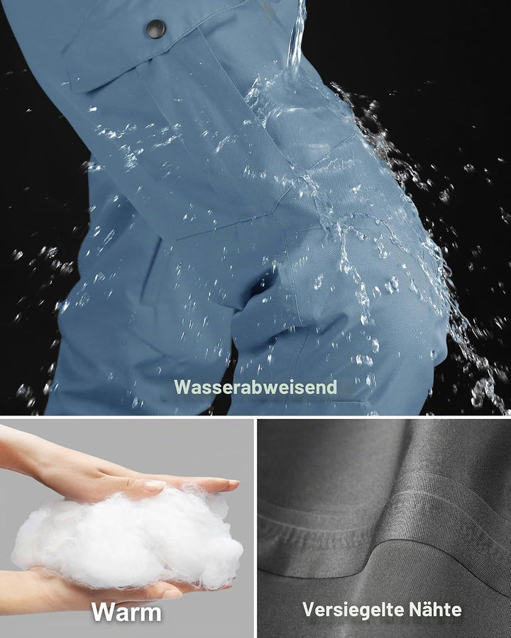 33,000ft Damen Skihose Outdoorhose Wasserdicht Winddichte Softshellhose Warme Gefütterte Thermohose