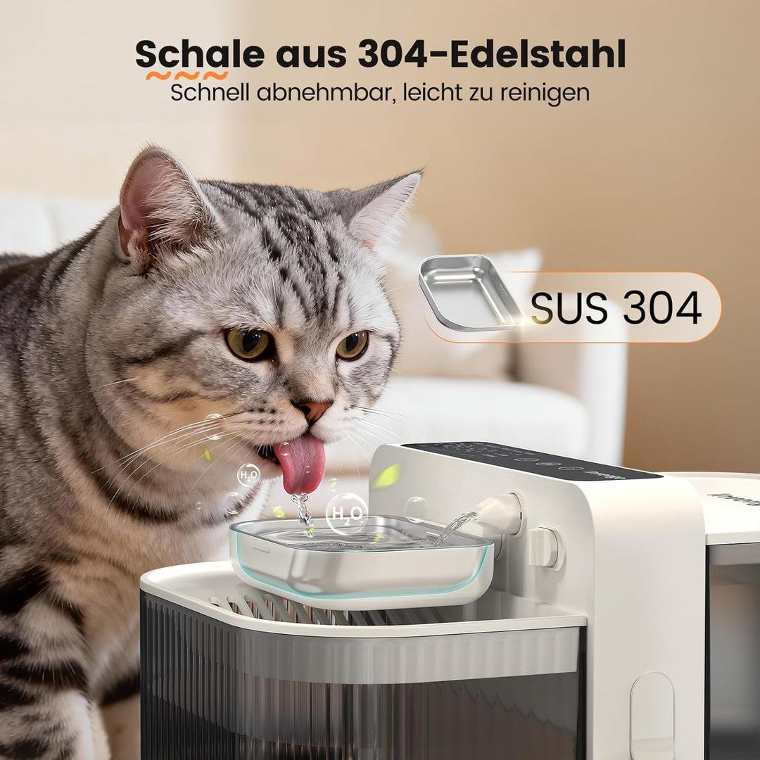 Kabelloser Katzenbrunnen, 3.5L Innovativer Trinkbrunnen mit Abwasser-Trennungs-System ohne Filterwec