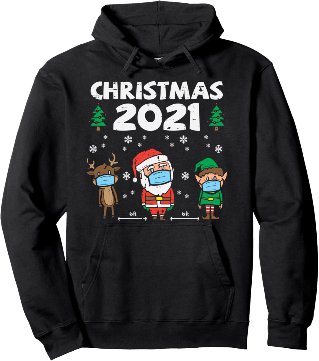 Weihnachten 2021 Weihnachtsmann Elf 1,8 m Abstand Quarantäne Weihnachten Kinder Pullover Hoodie