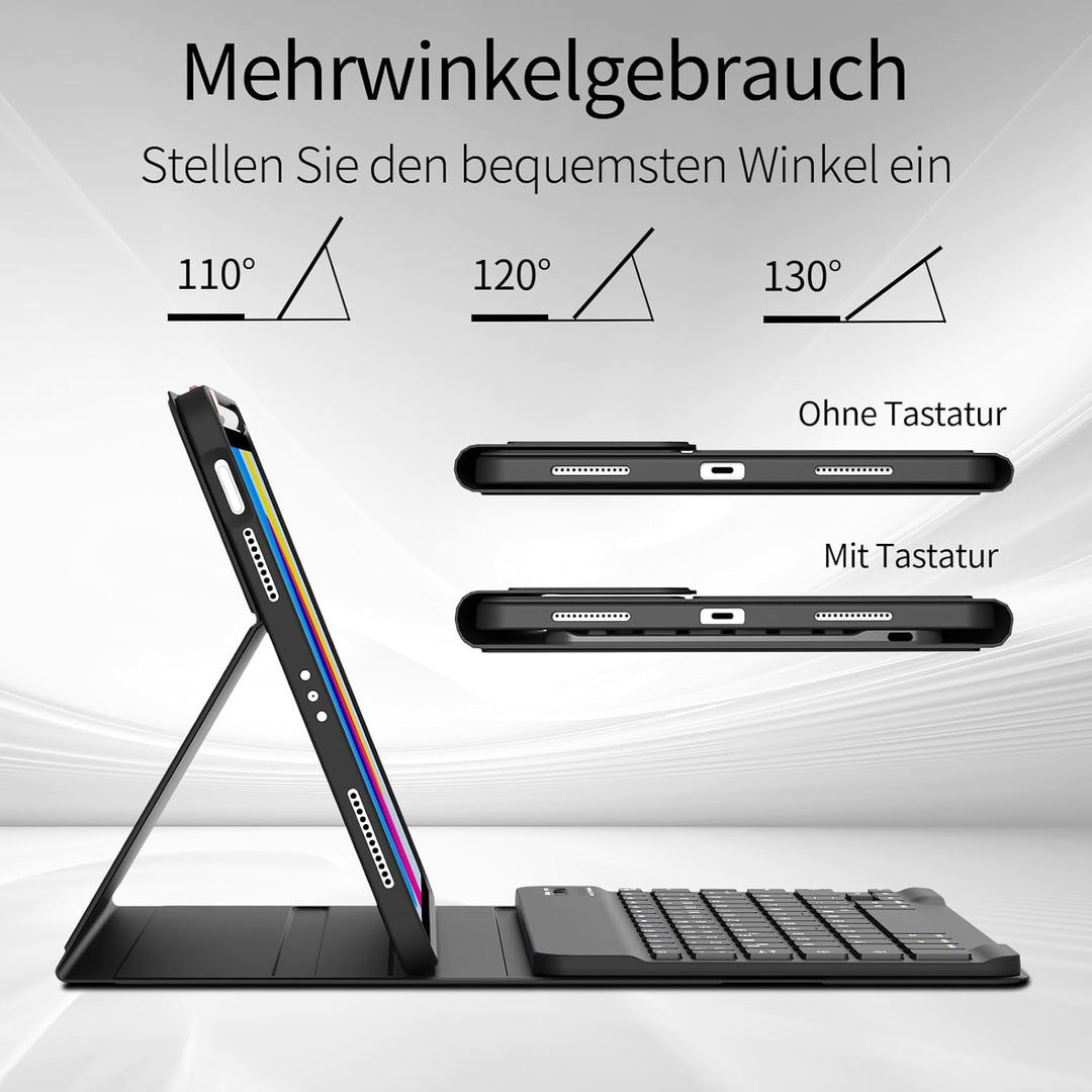 Tastatur Hülle für iPad 11. Generation 2025 A16, iPad 10. Generation 2022 10,9 Zoll, Weiche TPU Hüll