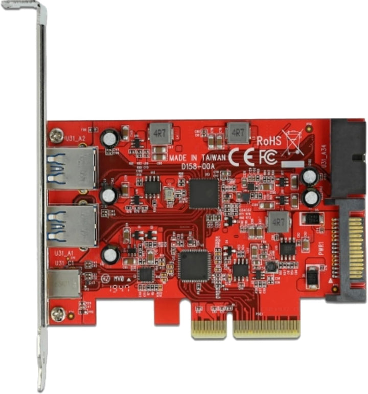 Delock TARJETA PCI E X4 A 1X USB TIPO-C 2X USB-A 1X INTERNO USB 3.2 10 GBPS