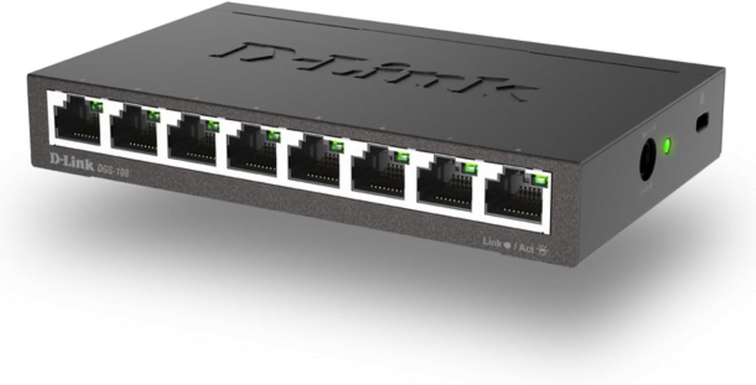 D-Link DGS-108 8-Port Layer2 Gigabit Switch (bis zu 2000 Mbit/s Datenübertragung pro Port, Non-Block