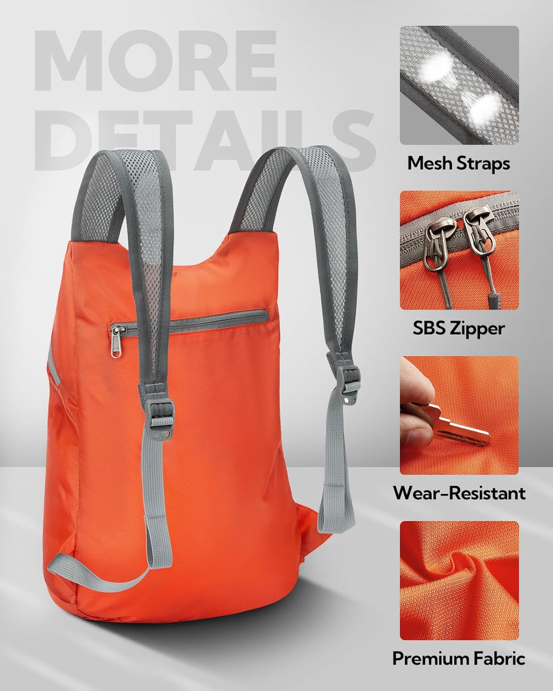 WATERFLY Faltbarer Rucksack Klein 15L: Ultraleicht Wanderrucksack Packable Tagesrucksack Sportliche