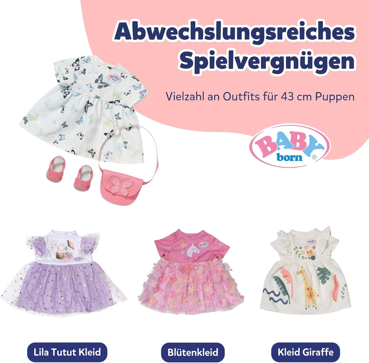 BABY Born Schmetterlingskleid - Puppenkleid mit Tasche &amp; Schuhe - Hochwertiges Puppenzubehör - Für P