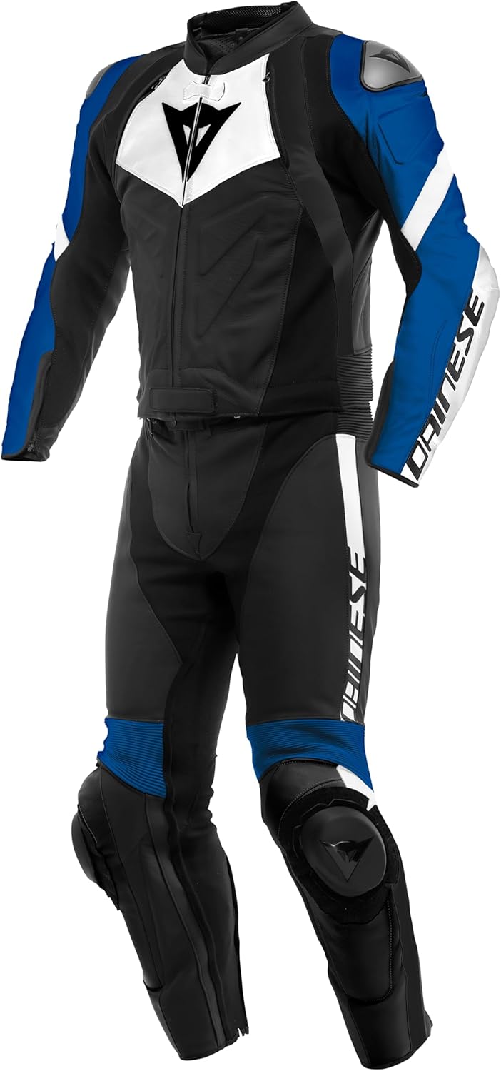 Dainese Avro 4 Herren Zweiteiler Lederkombi, schwarz-weiss-blau, 48 48 BLACK WHITE BLUE, 48 BLACK WH