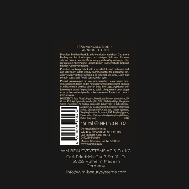 SUNMAXX GOLD Cashmere balm deep tan booster - black edition | 150 ml I Pre Sun Pflege I Cashmere Gef