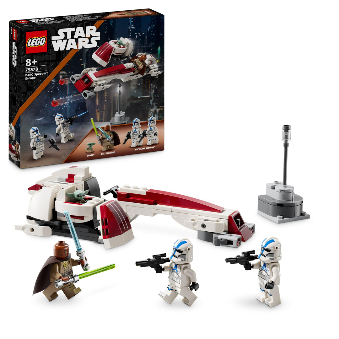 LEGO Star Wars Flucht mit dem BARC Speeder, The Mandalorian Set, Spielzeug-Bike mit Seitenwagen, ent
