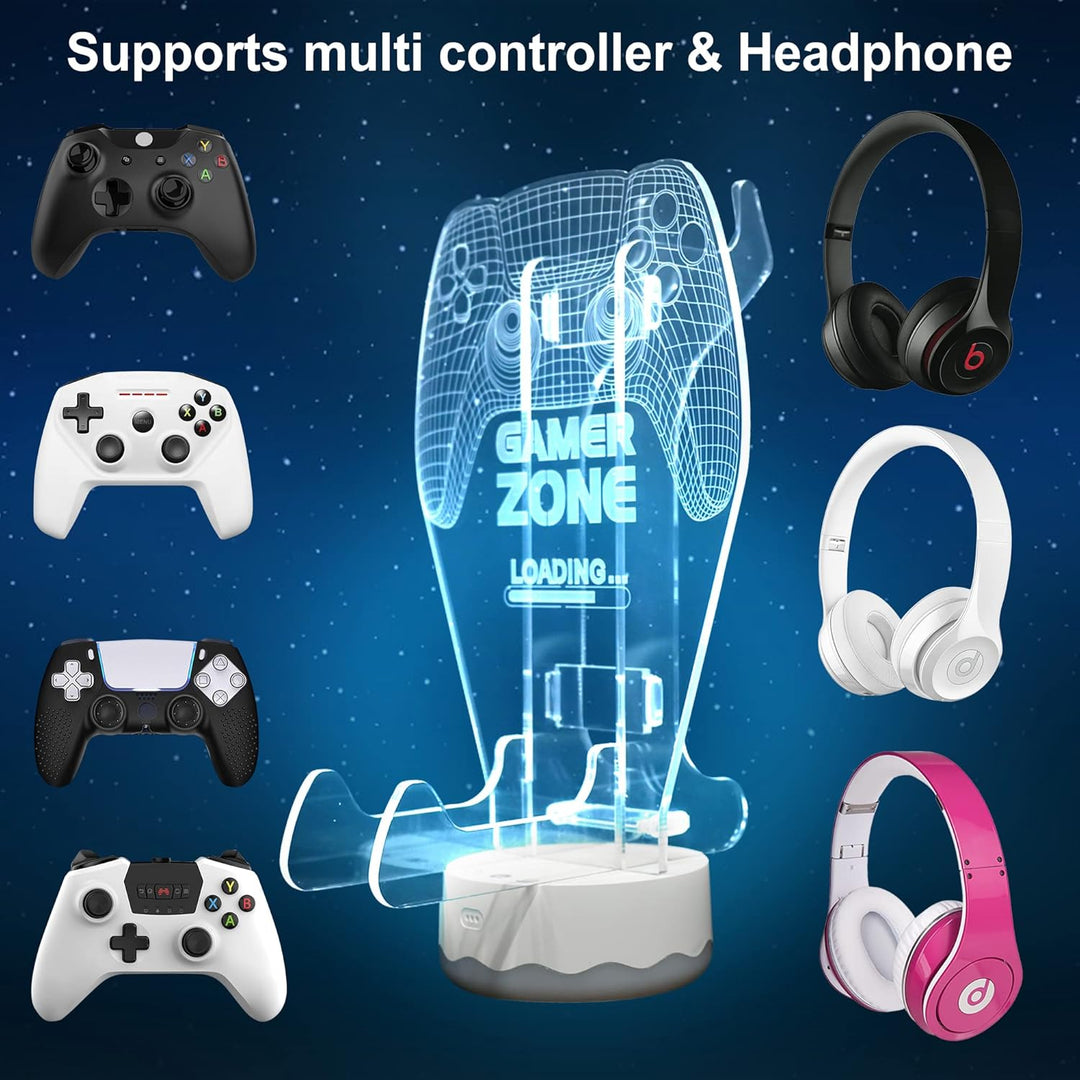Leuchtender Kopfhörer- und Controller-Halter, 3D-LED-Leuchten, Kopfhörer-Gamepad-Ständer, Gamecontro