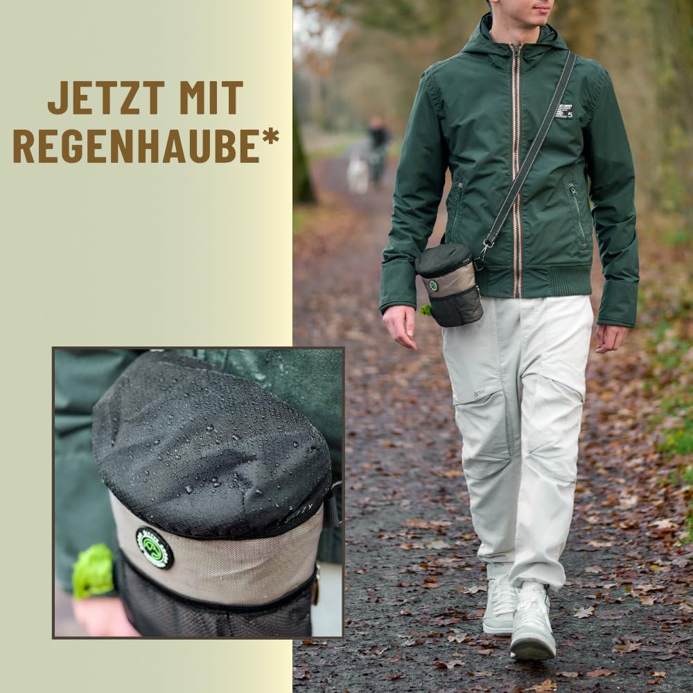 GIZZY® DAS ORIGINAL | Leckerlitasche für Hunde + REGENHAUBE | Leckerlibeutel für Hunde mit praktisch
