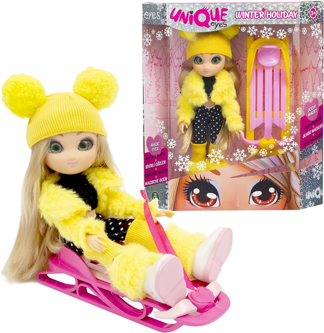 Giochi Preziosi Unique Eyes, Puppe 25 cm – Amy, mit Blick auf die Augen, mit Winterkleidung und Zube