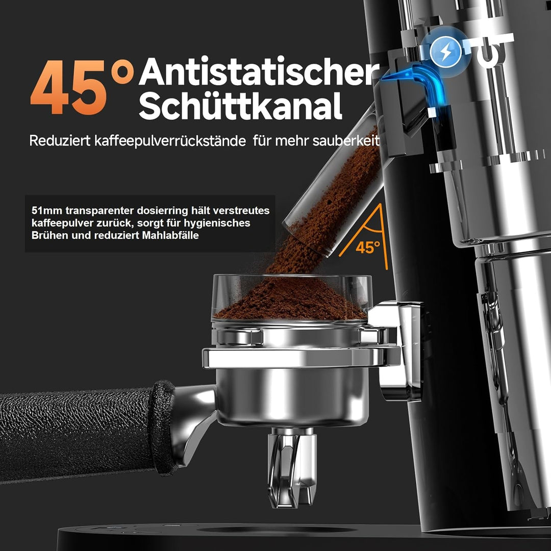 AAOBOSI Kaffeemühle Elektrisch, Kaffeemühle Siebträger mit 60 Mahlgrad Einstellbar, Kaffeemühle Kege