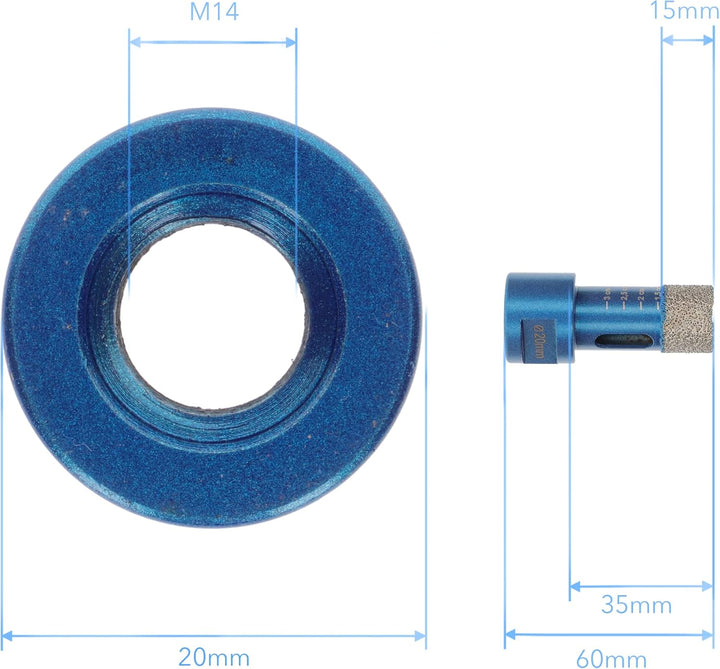 PRODIAMANT Diamant Bohrer Fliese 20mm x M14 trockenbohren Fliese, Feinsteinzeug, Keramik, Naturstein