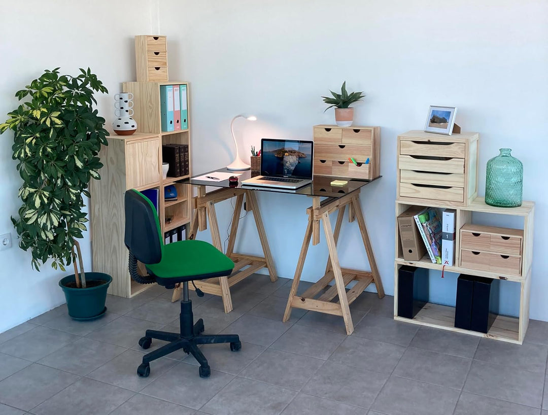 Schubladenbox "Mini Bloc" | Kiefer Massiv | Schubladenwürfel | Organizer aus Vollholz | Korpus Kiefe