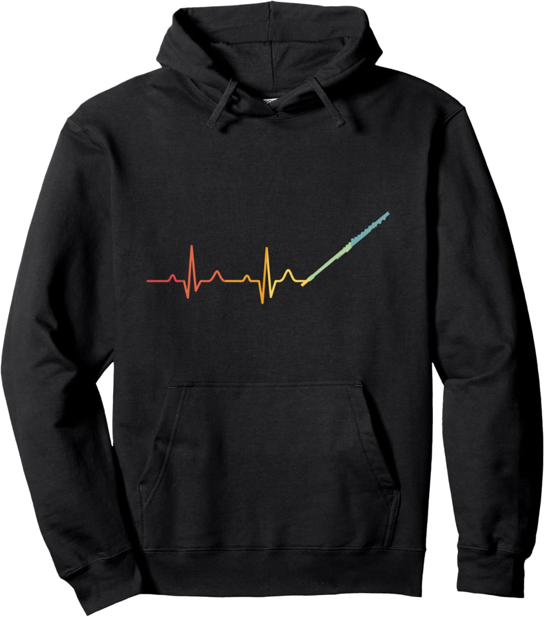 Vintage Retro Herzschlag Querflöte Pullover Hoodie