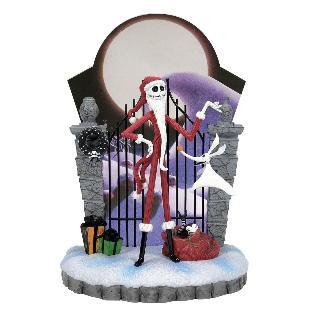 Enesco Disney Showcase The Nightmare Before Christmas Santa Jack with Gate Scene, beleuchtete Figur,