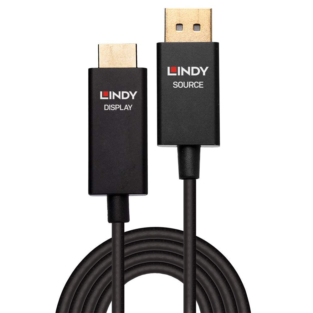 LINDY 40924 0.5m Aktives DisplayPort an HDMI Adapterkabel mit HDR, 0.5m