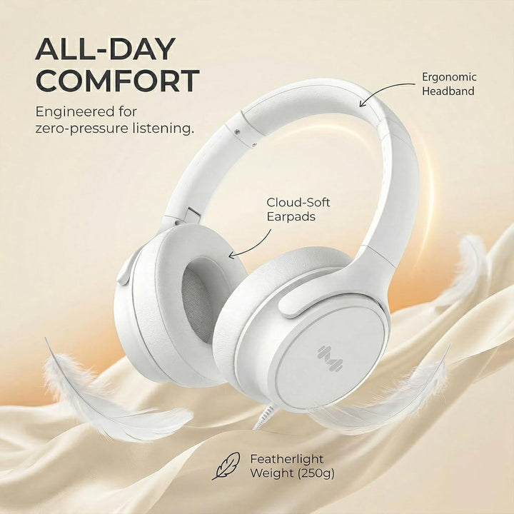 Kabel-Over-Ear-Kopfhörer, Mikro, 3,5 mm, USB-C-Adapter, Weiss | Falt- und verstellbare Kopfhörer mit
