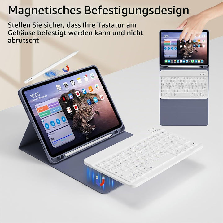 Hülle mit Tastatur für iPad Pro 11 4. / 3. / 2. Generation 2022/2021/2020 mit stifthalter, Magnetisc