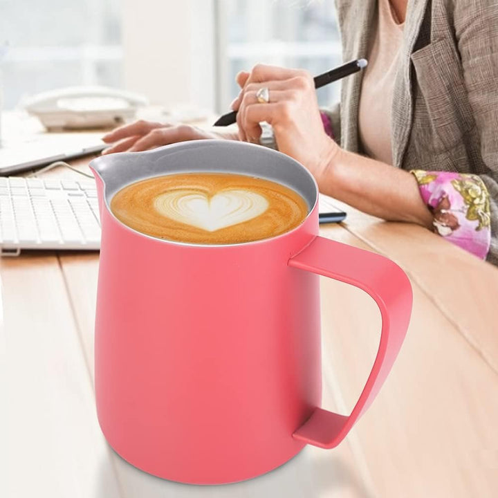 600ml Edelstahl Pitcher Milch Schaumbecher Rose Red Edelstahl Milchschaum Tasse Latte Art für Home C