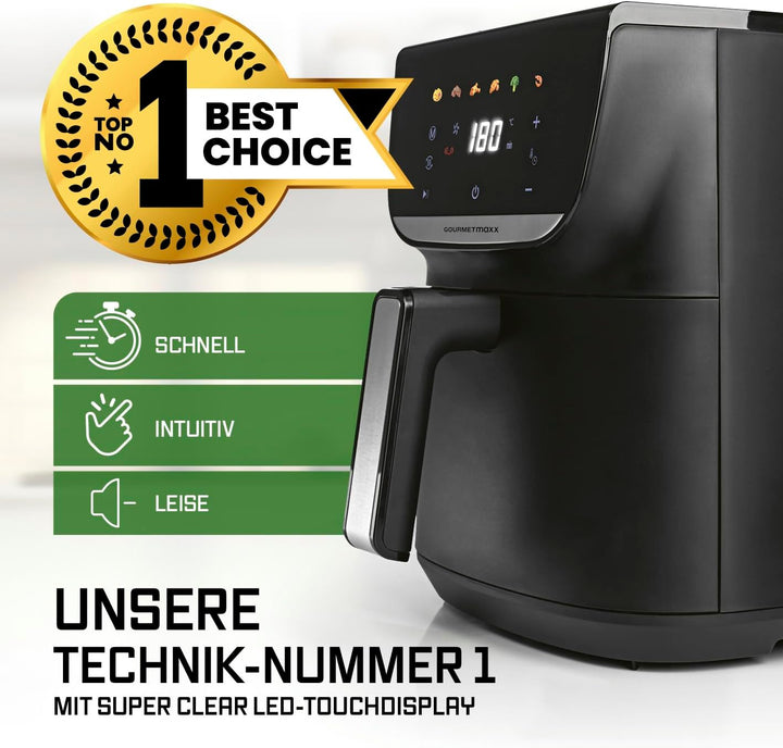 GOURMETmaxx AirGenius Heissluftfritteuse - 5,5 L Airfryer | Fritteuse mit 7 Programmen | Minibackofe