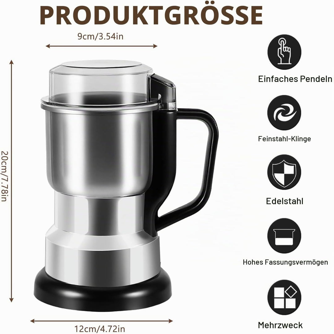 Getreidemühle Multifunktionale 500ml, 300W Edelstahl Gewürzmühle Ultrafeine Kaffeemühle, Elektrische